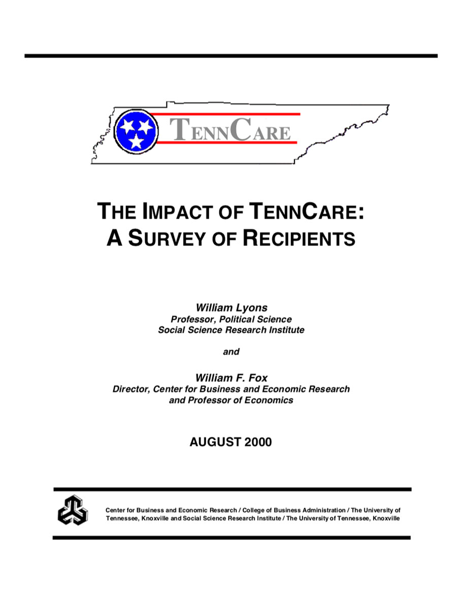 The Impact of TennCare, Survey of Recipients 2000