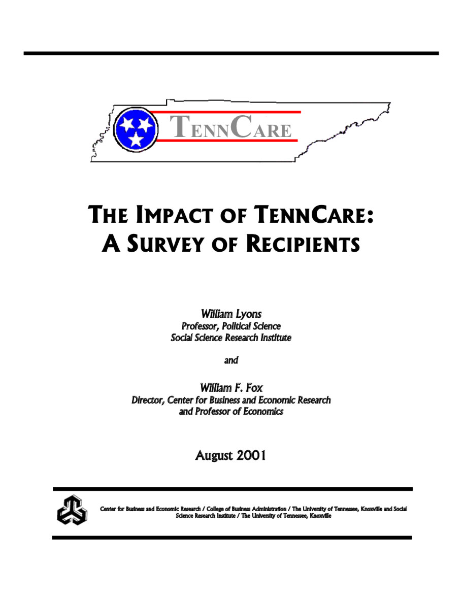 The Impact of TennCare, Survey of Recipients 2001