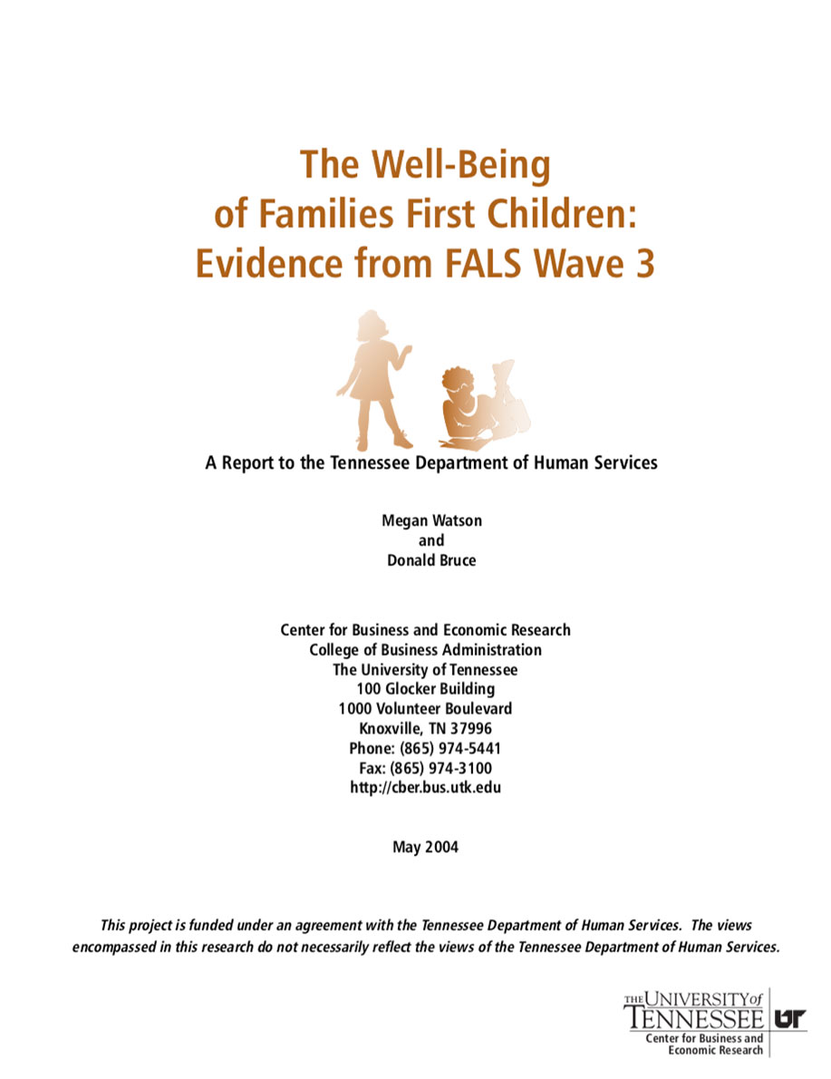 The Well-Being of Families First Children: Evidence from FALS Wave 3