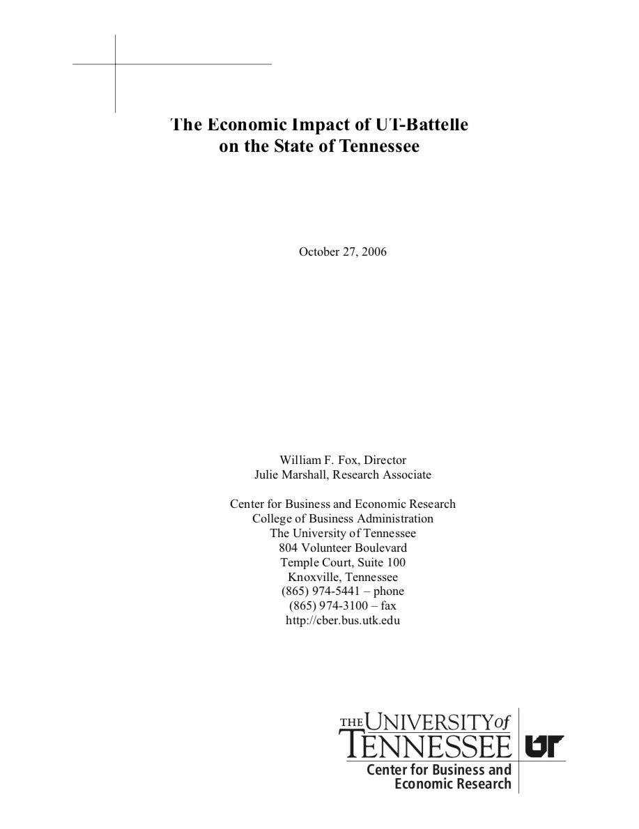 The Economic Impact of UT-Battelle on the State of Tennessee