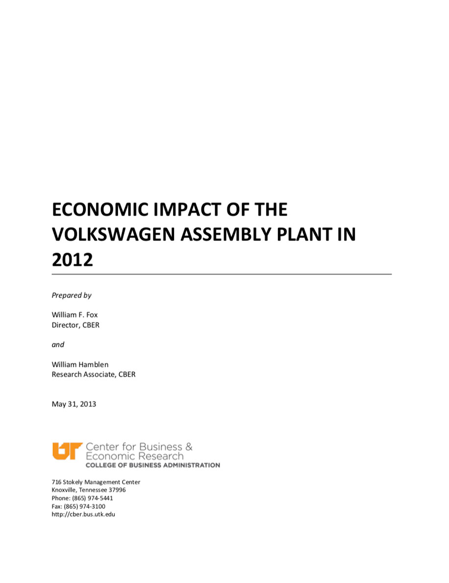 Economic Impact of the Volkswagen Assembly Plant in 2012