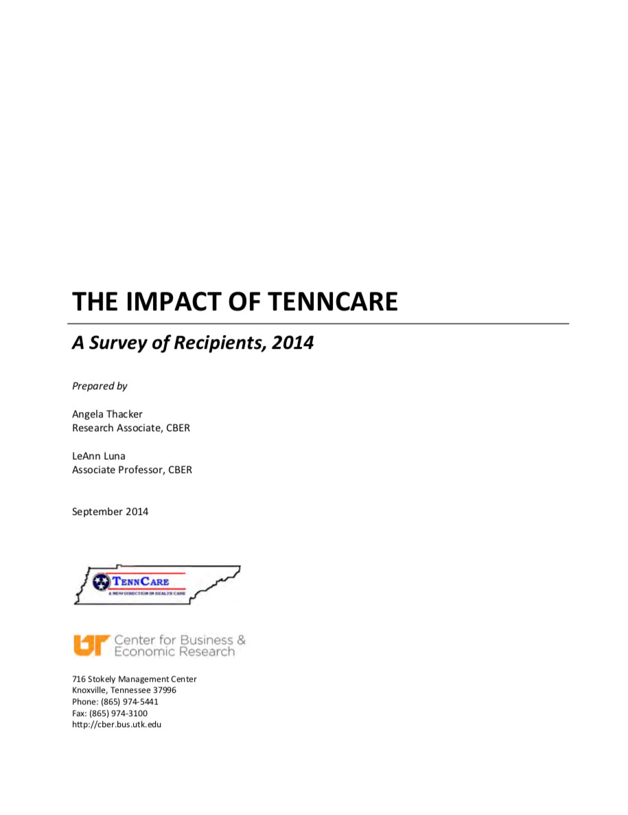 The Impact of TennCare: A Survey of Recipients, 2014
