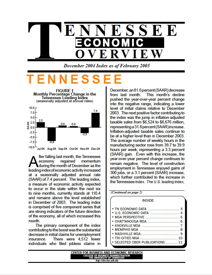 Tennessee Economic Overview, December 2004