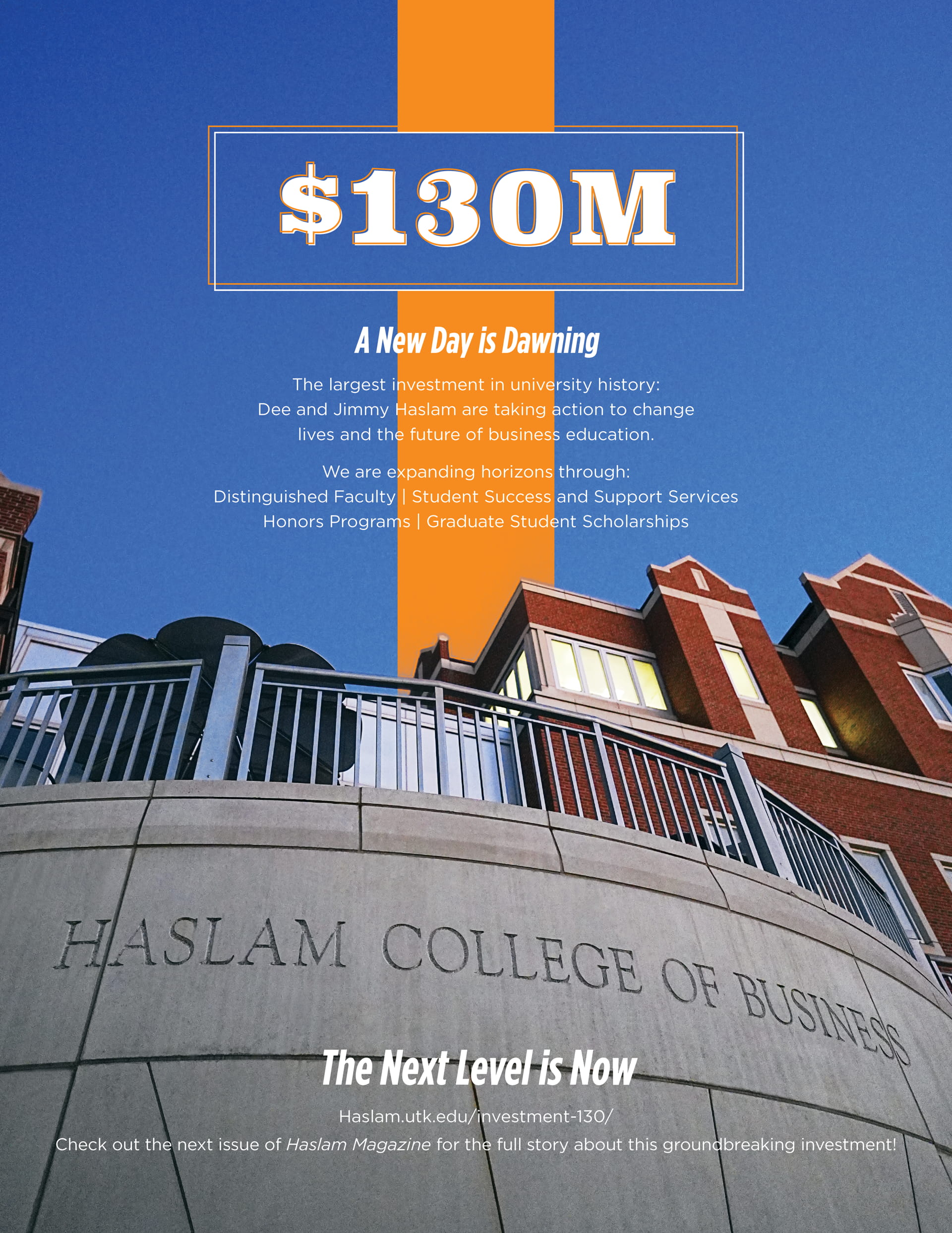 Ad announcing the $130 million dollar investment by Dee and Jimmy Haslam