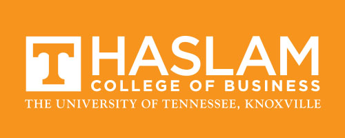 Haslam College of Business reversed on orange logo