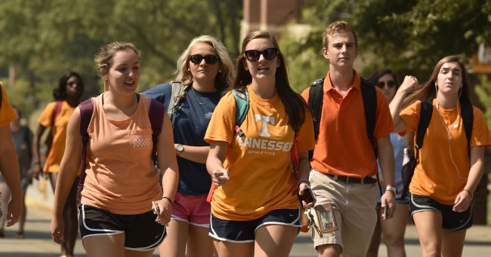 group of students walking to class