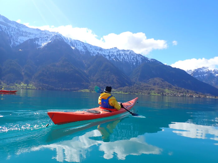 kayaking on blue water