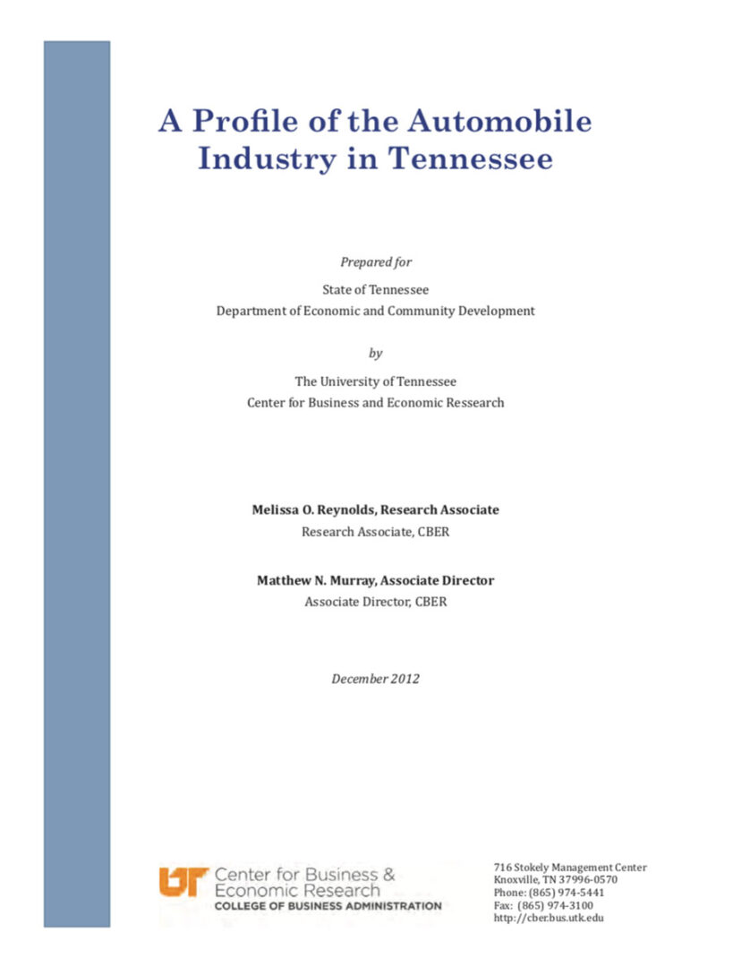 A Profile of the Automobile Industry in Tennessee