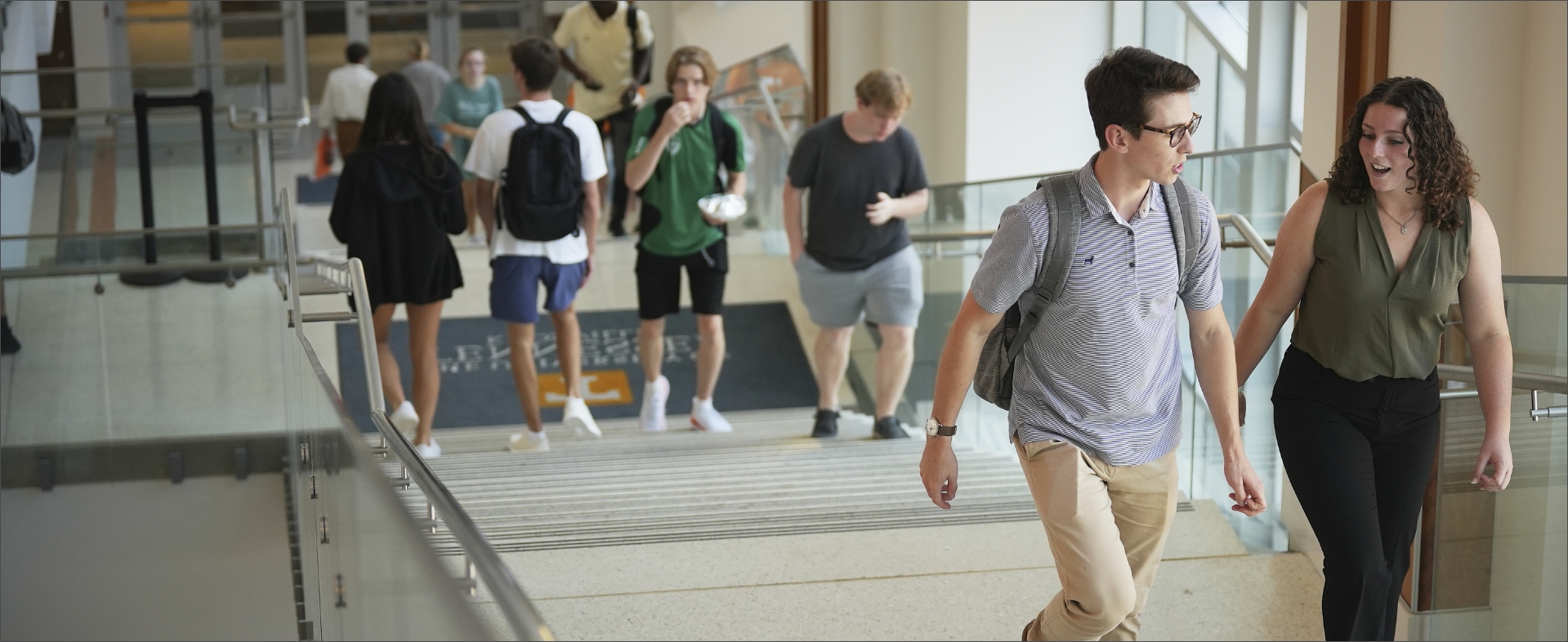 Students Walking Up Stairs