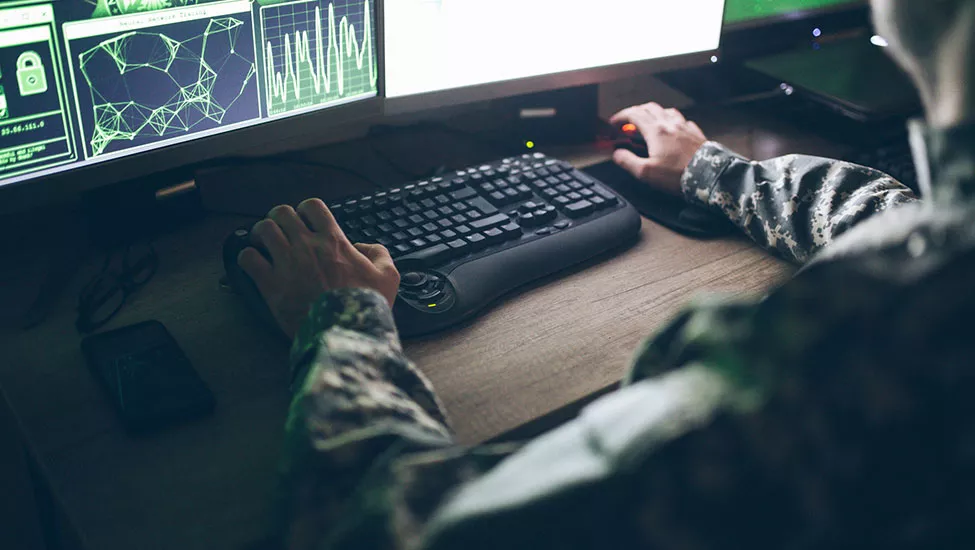 Military Male At The Computer 1