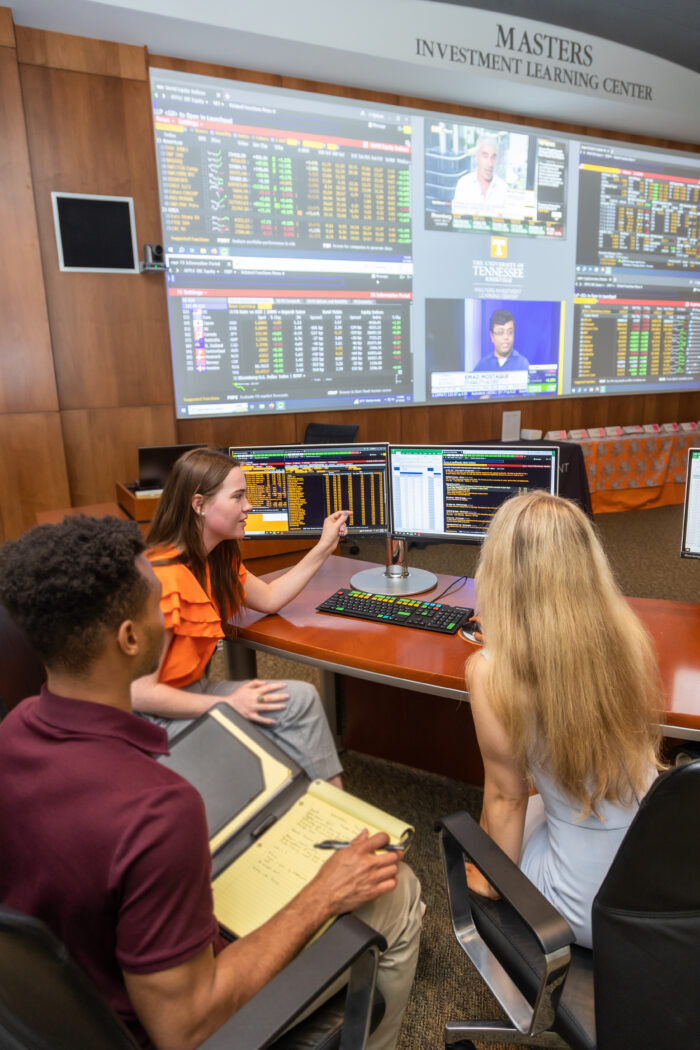Students inside MILC on computer