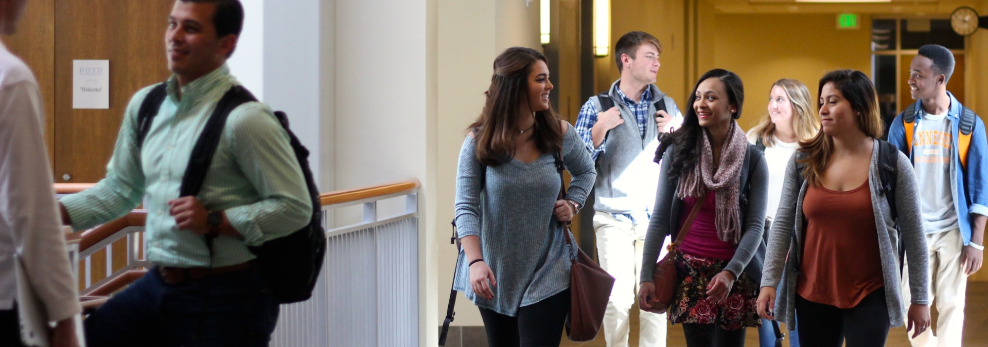 Students walking inside HBB