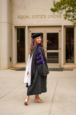 Kayla Moran in law school graduation garb