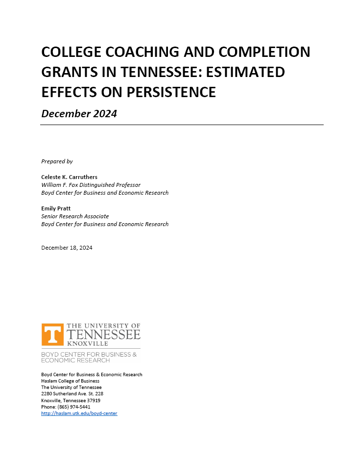 College Coaching and Completion Grants in Tennessee: Estimated Effects on Persistence