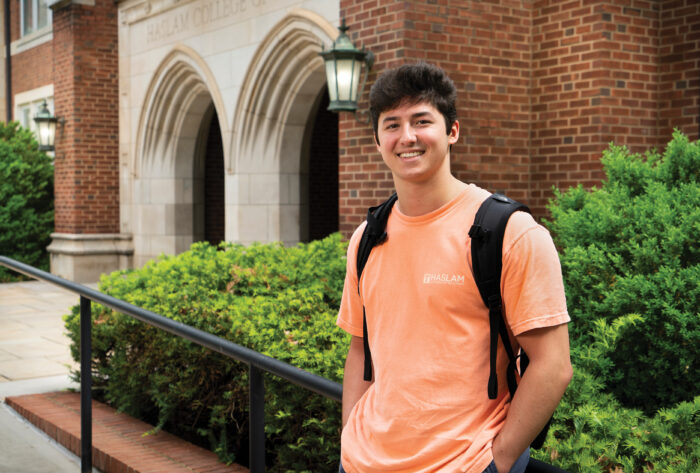 Student outside HBB