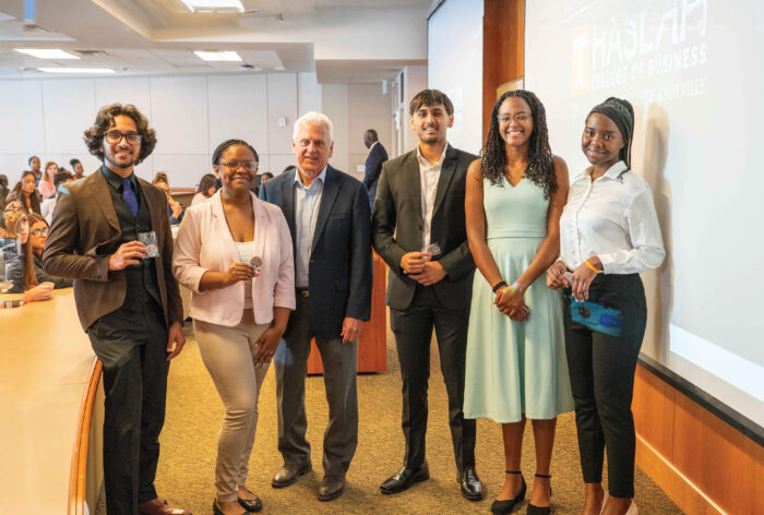 Students posing at event