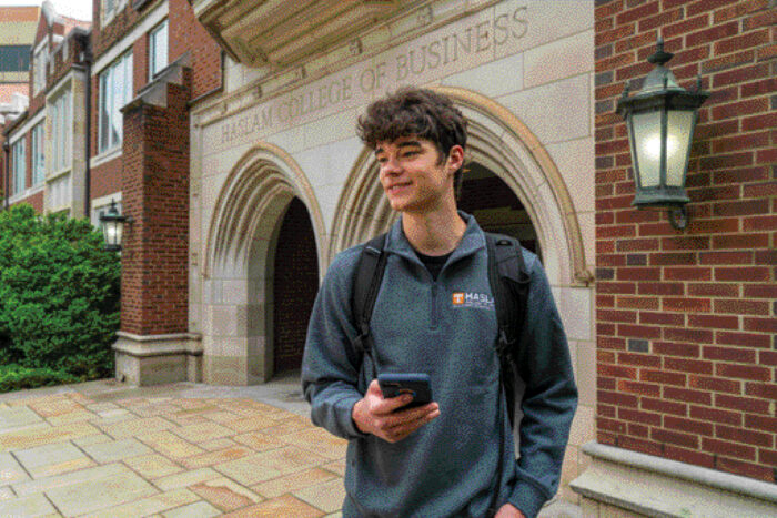 student outside HBB - Haslam Strategic Plan