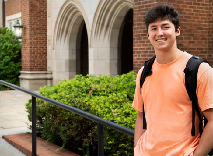 Student on Haslam campus