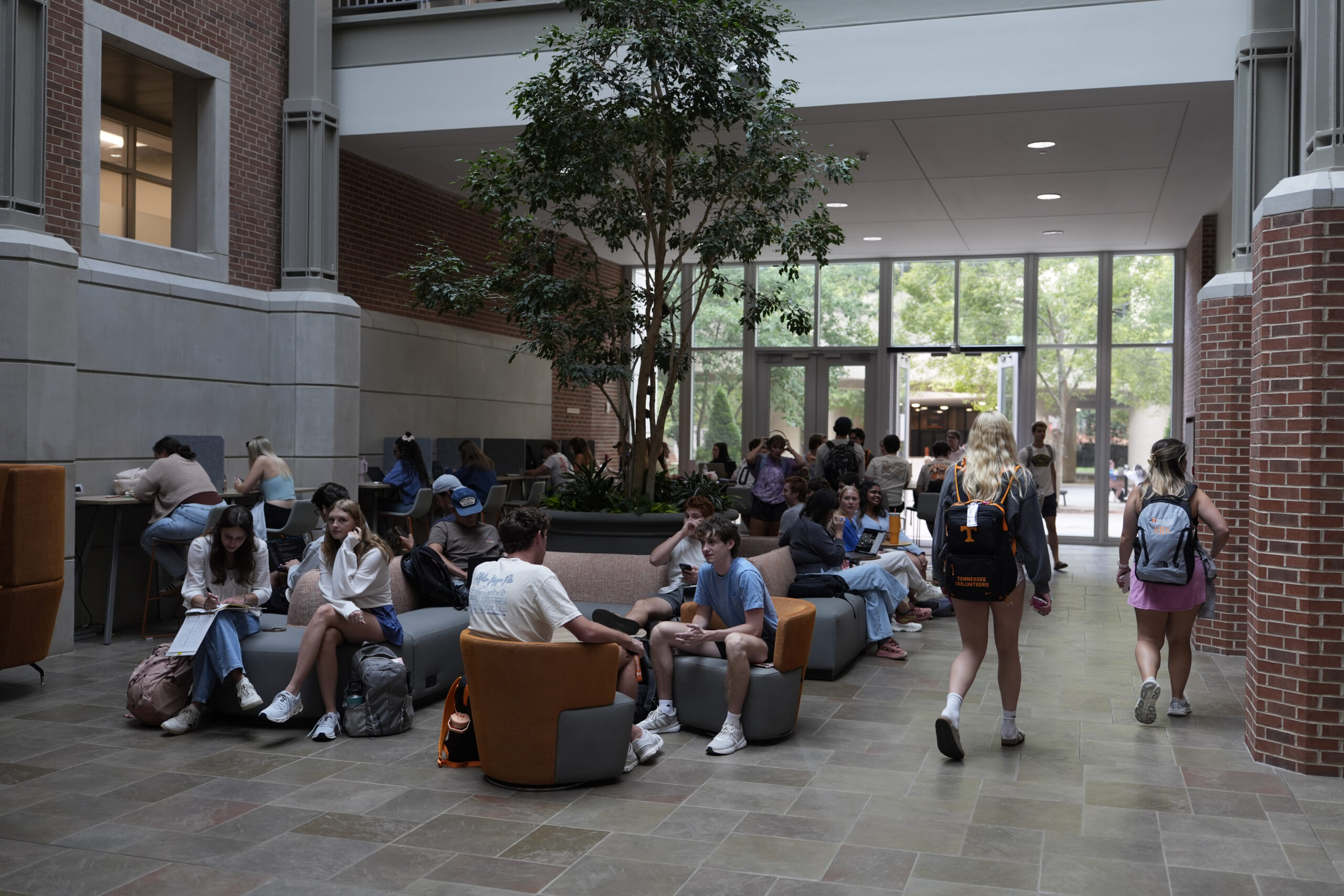 Group of students in Haslam atrium