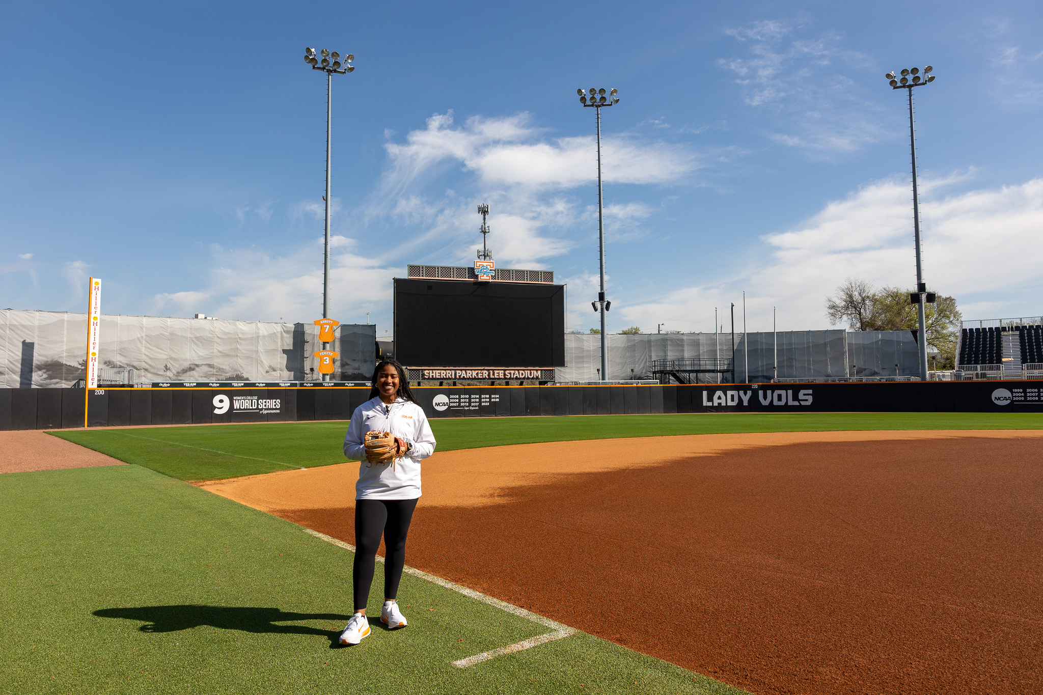 Amayah Doyle poses in Sherri Parker Lee Stadium.